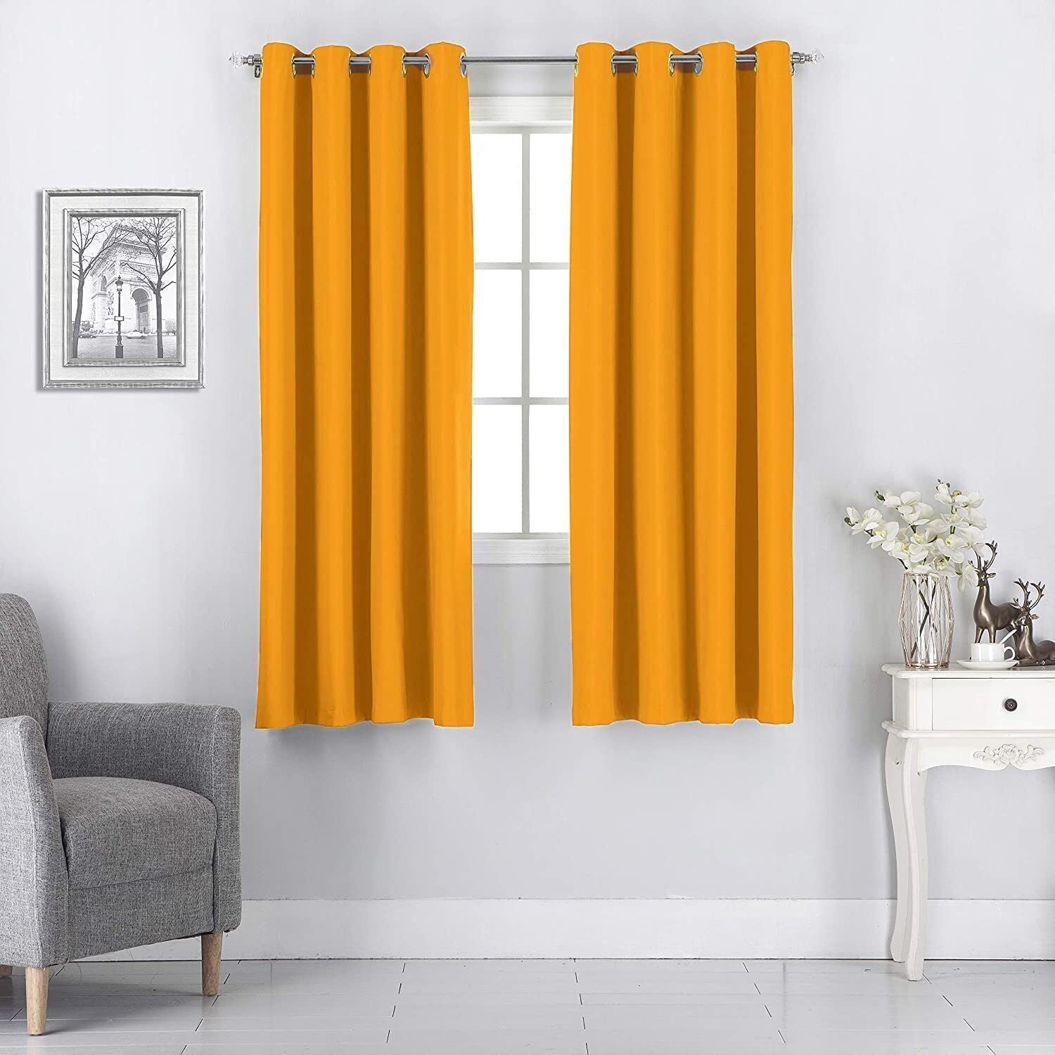 Thick Lined Blackout Curtains for Bedroom - Grommet Insulated Room Darkening  Curtains, 63 inch Length, Orange, 2 Panels - Walmart.com, image size:1500x1500