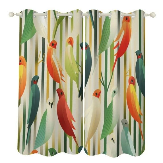 Blackout Curtains for Bedroom Watercolor Bird Full Room Darkening Grommet Curtains for Living Room,Thermal Insulated Ombre Drapes