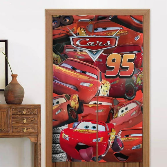 Blackout Curtains for Doorways Bedroom Kitchen Lightning McQueen Door Curtain Indoor Partition Shading Window Decor