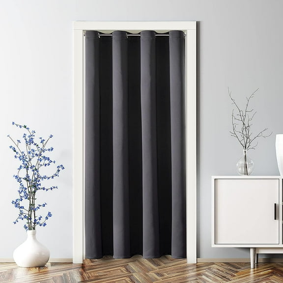 Blackout Curtains for Doorways and Closets, Thermal Insulated Temporary Room Dividers (1 Panel, Dark Grey, 34 x 80 Inch)