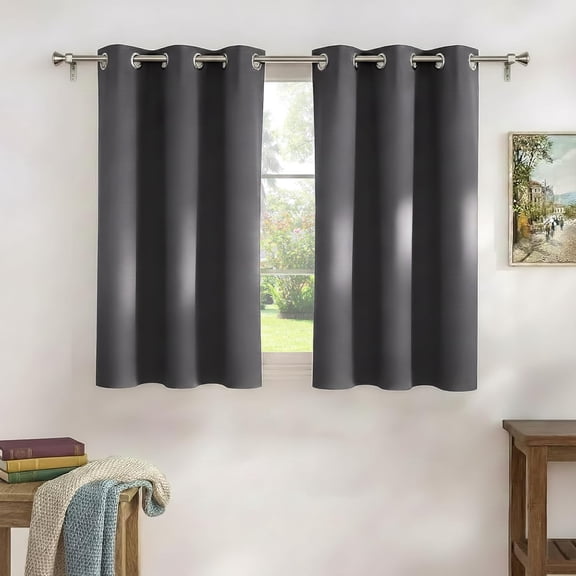 Blackout Curtains for Kitchen Over Sink, Thermal Insulated Black Out Cafe Grommet Drapes for Bathroom Basement Small Window