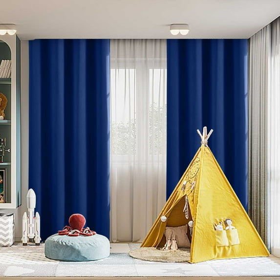 Blackout Curtains for Living Room - Grommet Thermal Insulated Room Darkening Curtains for Bedroom, Set of 2 Panels ,63 X 52 Inch, Navy Blue