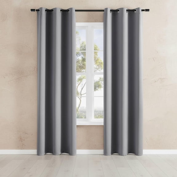 Blackout Curtains for Living Room, Thermal Insulated Window Drapes 2 Panels for Bedroom, Grommet Top, Dove Grey