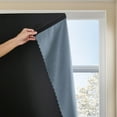 thumbnail image 1 of Blackout Curtains with Autohesion Technology, Thermal Insulated No Drill Window Drapes for Bedroom Kitchen Bathroom, Light Blocking, 35W x 48L, Black, 1 of 6