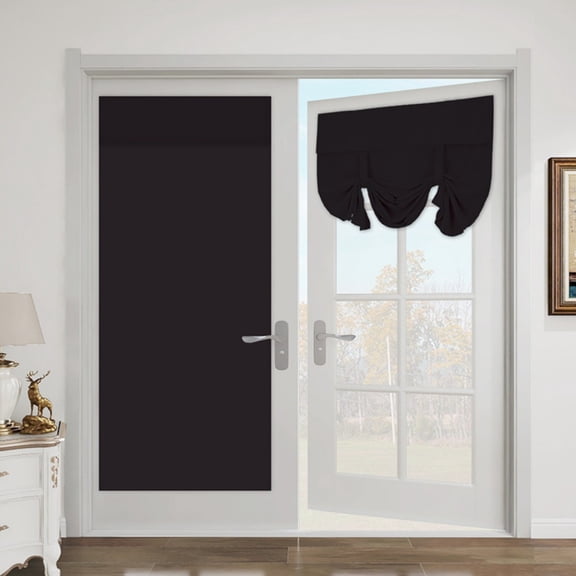 Blackout Door Curtain,Privacy Thermal Insulated Tricia Door Window Curtains for Patio French Door Front Door Sidelight Curtain Tie up Shade,W26 x L69 inch,1 Panel,Black