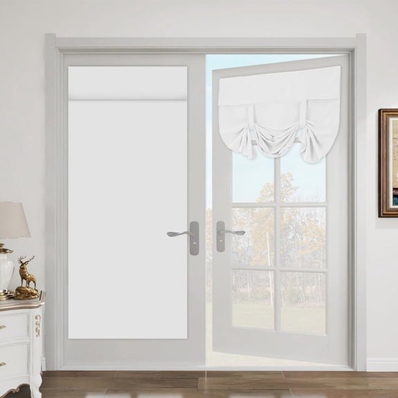 Blackout Door Curtain,Privacy Thermal Insulated Tricia Door Window Curtains for Patio French Door Front Door Sidelight Curtain Tie up Shade,W26 x L41 inch,1 Panel,White