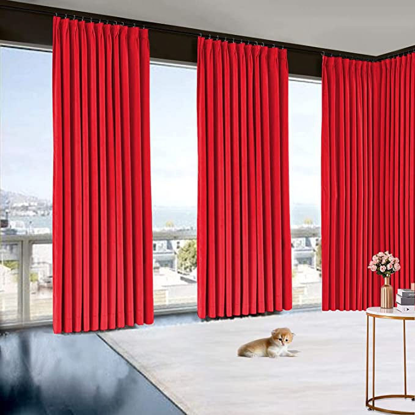 Blackout Double Double Pinch Pleat Curtain Panel Blood Red 50"W x 180"L- 1Panel