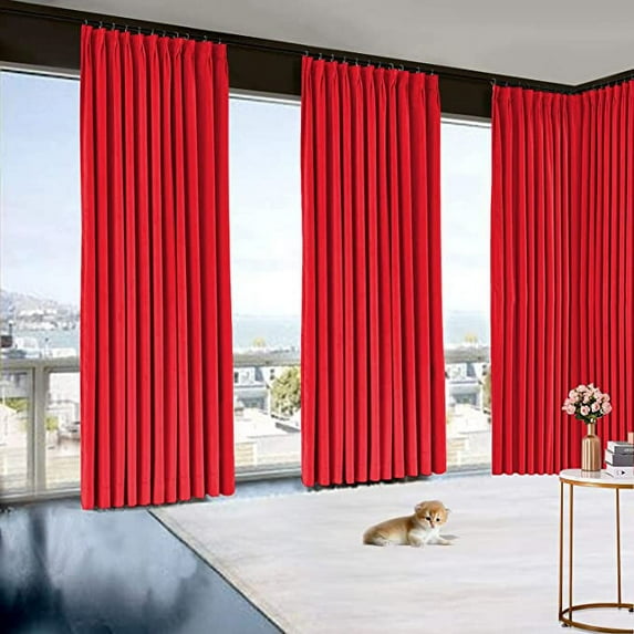 Blackout Double Double Pinch Pleat Curtain Panel Blood Red 50"W x 228"L- 1Panel