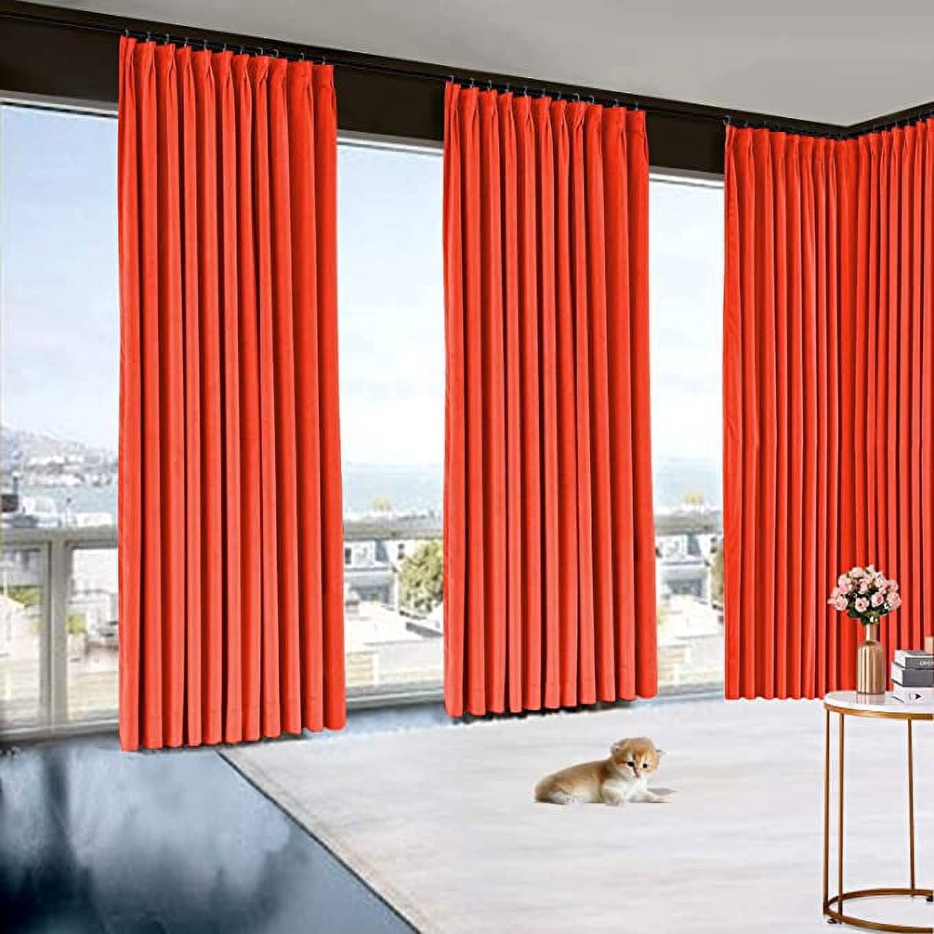 Red 4574 Blackout Double Double Pinch Pleat Curtain Panel Brick Red 50