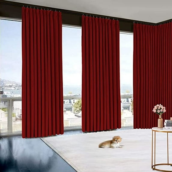 Blackout Double Double Pinch Pleat Curtain Panel Burgundy 50"W x 84"L- 1Panel