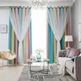 thumbnail image 1 of Blackout Double-Layer Curtains Thermal Ready Made Eyelet Ring-Starry Stars Curtain + Tulle, 1 of 9