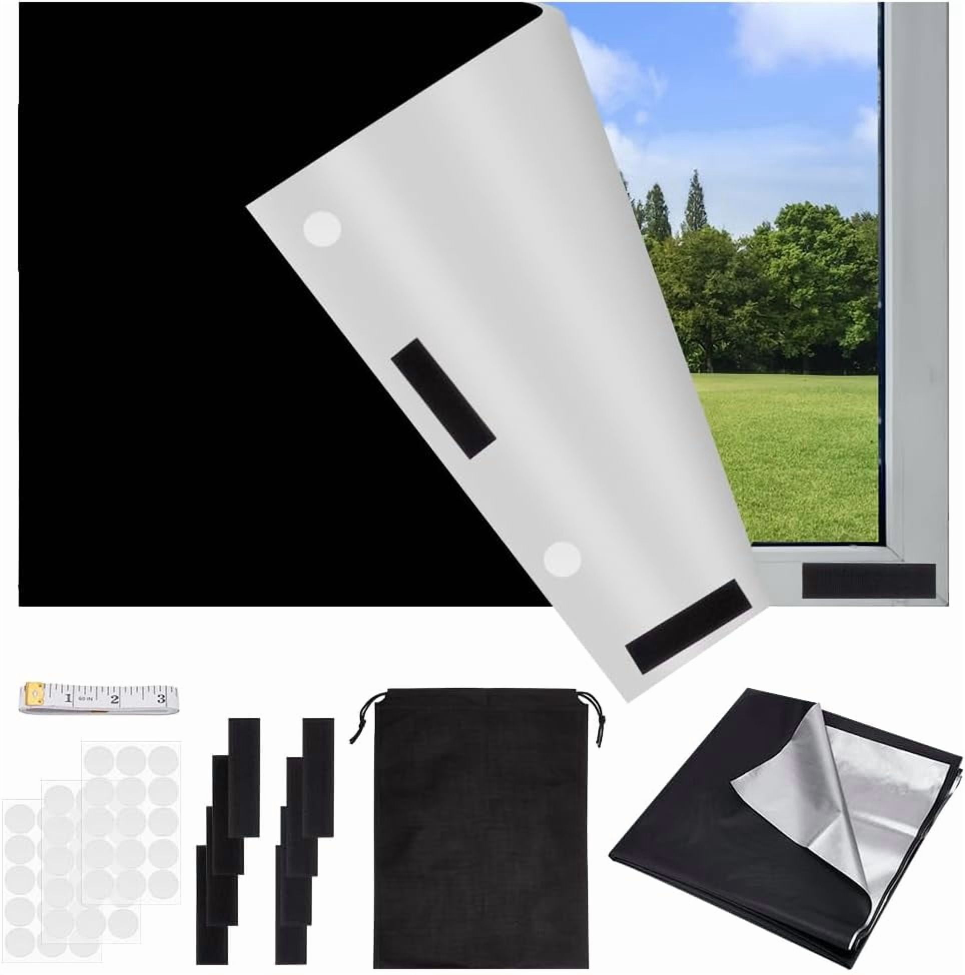 Blackout Drapery Shade Fabric Blackout Window Shades Window Cover Light Waterproof Sunshade Cloth for Nursery Bedroom Dorm Room Black 1.6 Yards x 11.6 Inch DIY