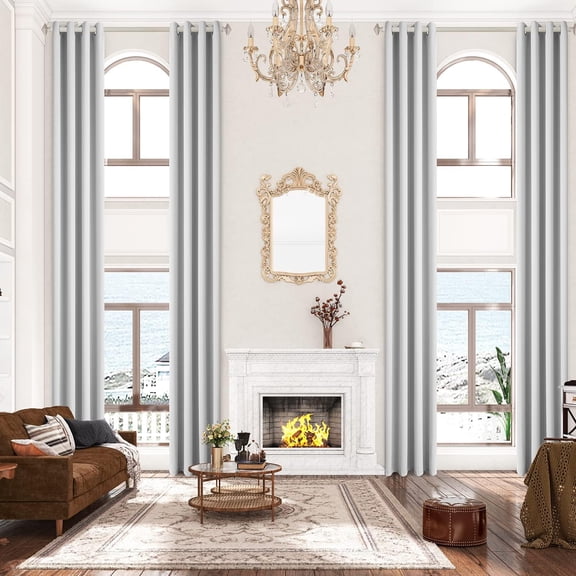 Blackout Extra Long Curtain 14ft Length with Grommet,Thermal Insulated High Ceiling Curtain for Living Room,2 Story House,Great Room (Pale Gray,1 Panel,52 x 168 Inch)