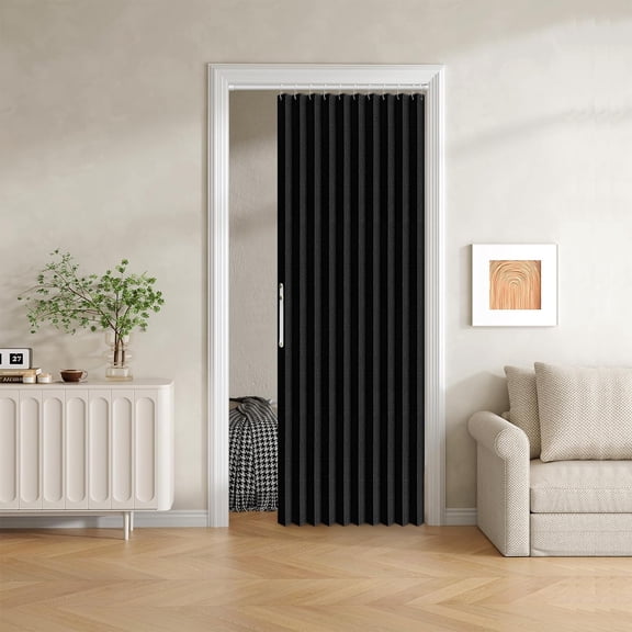 Blackout Fabric Folding Door Curtain with Magnetic Closure - Accordion Style for Sliding Doors, Closets, Wardrobe and Temporary Door Solutions