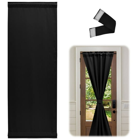 Blackout French Door Curtain for Door Window Double Rod Pocket No Coating Privacy Assured Thermal Insulated Room Darkening Drape for Sidelight Window W 26" x L 72" 1 Panel