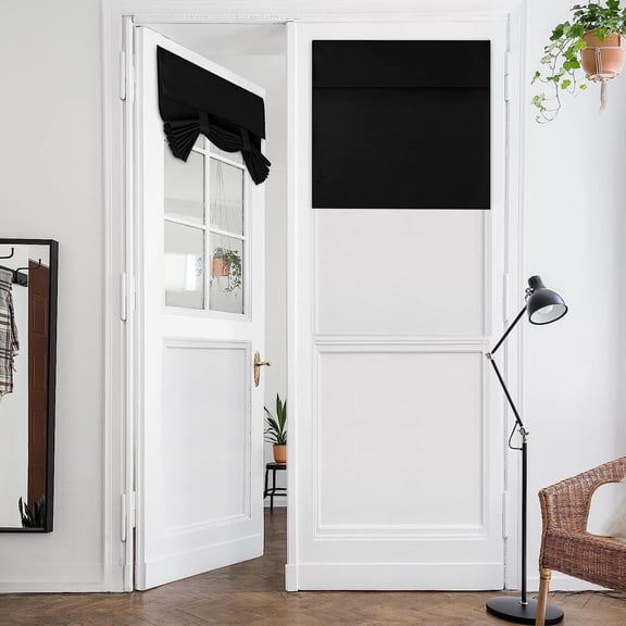 Blackout French Door Curtains, Blackout French Door Curtain Panel Thermal Insulated Room Darkening Curtain Panel, Front Door Curtain, 1 Panel, 26W x 20L Inch (Black)