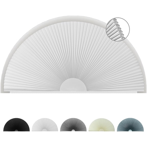 Blackout Half Circle Window Shade Half Moon Blinds, 36" W x 18" H