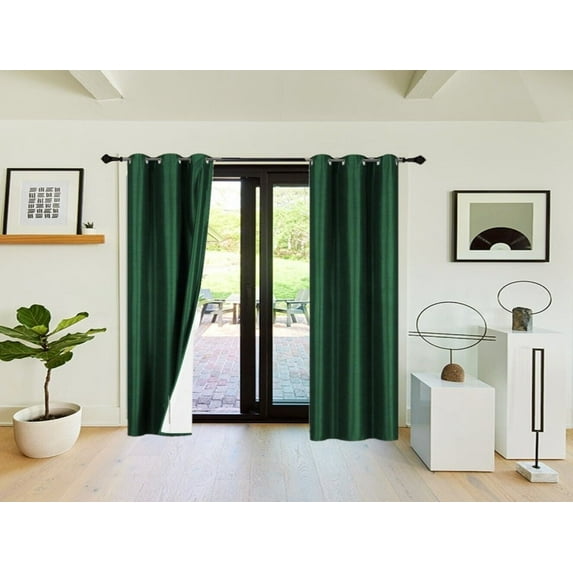 Blackout Heat And Light Blocking Set of 2 panels Window Curtain Treatment Hunter Color 84" Long for Bedroom Home Décor