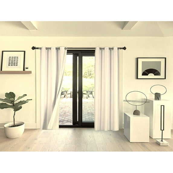 Blackout Heat And Light Blocking Set of 2 panels Window Curtain Treatment Ivory Color 84" Long for Bedroom Home Décor