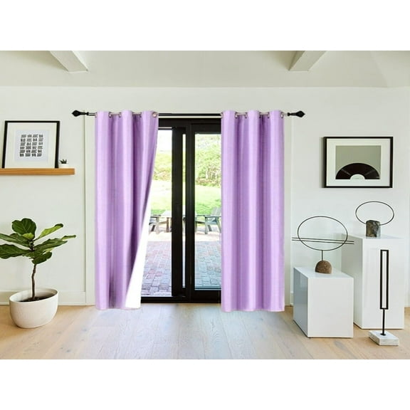 Full Darkening Blackout Heat And Light Bloking Window Curtain Treatment 2 Panels Lilac Color , 84" Lenght
