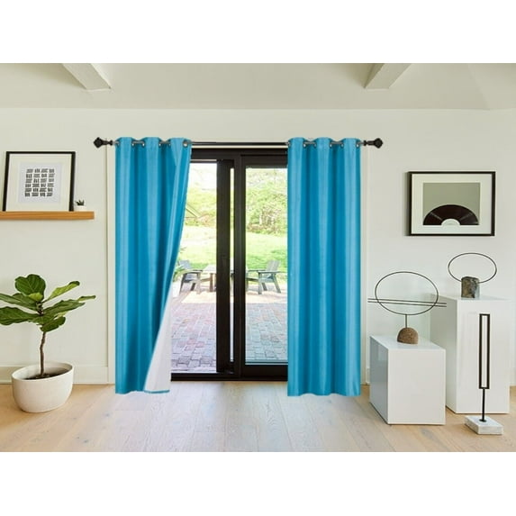 Blackout Heat And Light Blocking Set of 2 panels Window Curtain Treatment Turquoise Color 84" Long for Bedroom Home Décor
