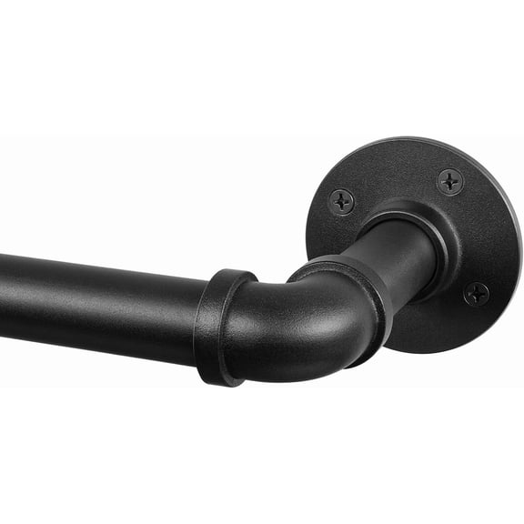Blackout Industrial Curtain Rods for Windows, 1 Inch Pipe Wrap Around Indoor/Outdoor Room Divider Curtain Rods, 168-240 Inch, Black