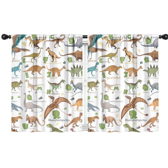 Blackout Kids Curtains,Alphabet Dinosaur Names Chart Pattern Childrens Insulated Curtains Set Of 2,Bedroom Essentials,Toddler Room Decor 42"x54"