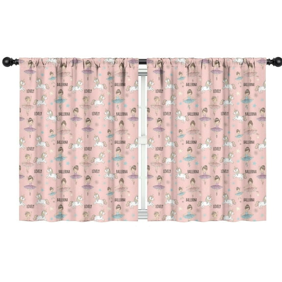 Blackout Kids Curtains,Ballerina Unicorn Princess Pattern Childrens Insulated Curtains Set Of 2,Bedroom Essentials,Toddler Room Decor 42"x54"