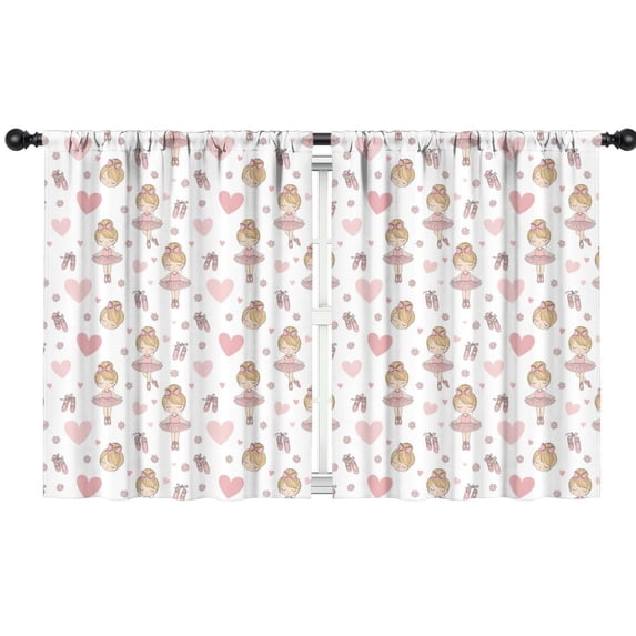 Blackout Kids Curtains,Ballet Princess Heart Pattern Childrens Insulated Curtains Set Of 2,Bedroom Essentials,Toddler Room Decor 42"x54"