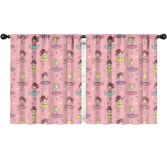 Blackout Kids Curtains,Ballet Princess Pattern Childrens Insulated Curtains Set Of 2,Bedroom Essentials,Toddler Room Decor 52"x63"