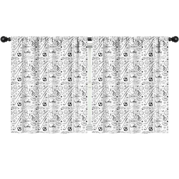 Blackout Kids Curtains,Baseball Football Pattern Childrens Insulated Curtains Set Of 2,Bedroom Essentials,Toddler Room Decor 52"x63"