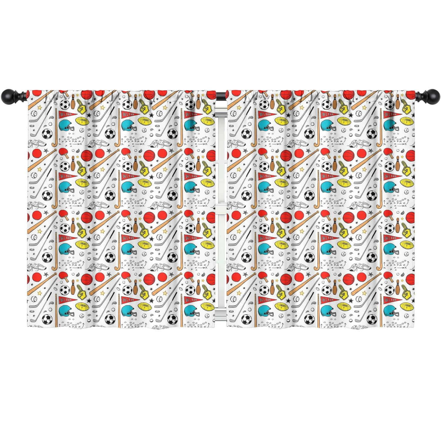 Blackout Kids Curtains Baseball Football Pattern Childrens Insulated Blackout Kids Curtains Baseball Football Pattern Childrens Insulated