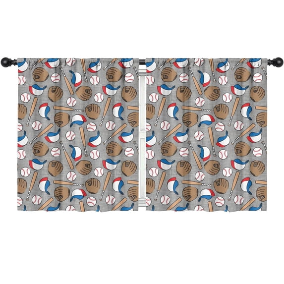 Blackout Kids Curtains,Baseball Items Pattern Childrens Insulated Curtains Set Of 2,Bedroom Essentials,Toddler Room Decor 52"x63"