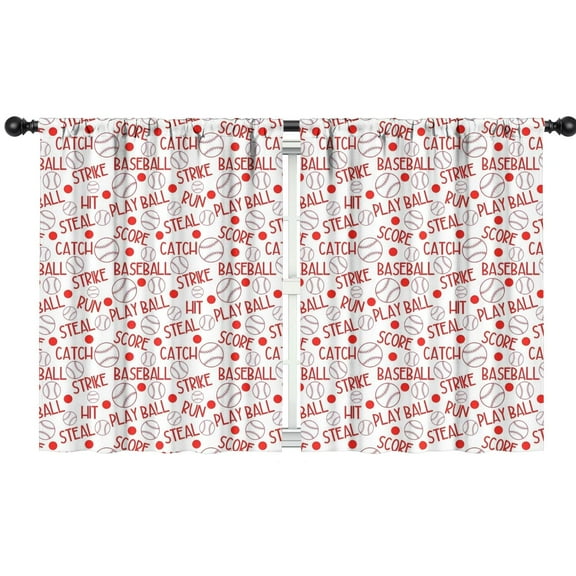 Blackout Kids Curtains,Baseball Word Pattern Childrens Insulated Curtains Set Of 2,Bedroom Essentials,Toddler Room Decor 42"x54"