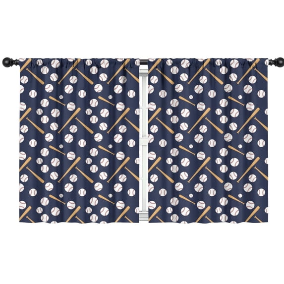 Blackout Kids Curtains,Baseballs Bats Blue Pattern Children's Insulated Curtains Set Of 2,Bedroom Essentials,Toddler Room Decor 42"x54"