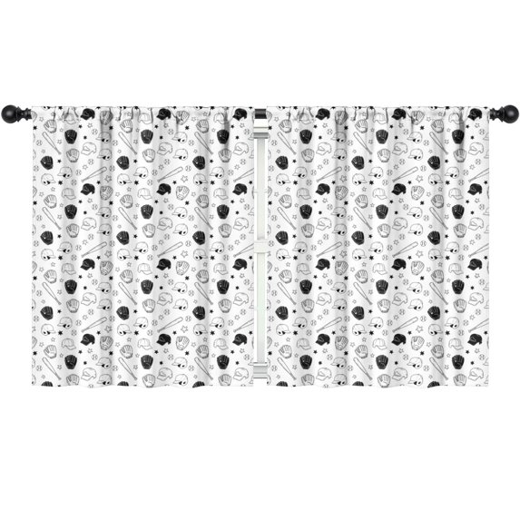Blackout Kids Curtains,Baseballs Caps Black Pattern Children's Insulated Curtains Set Of 2,Bedroom Essentials,Toddler Room Decor 52"x63"
