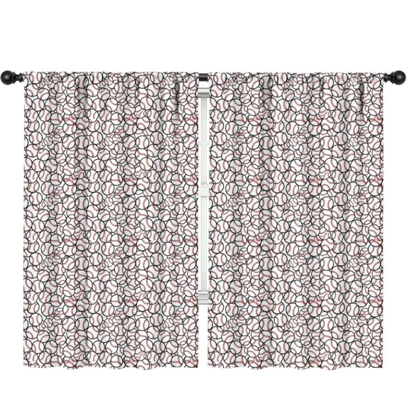 Blackout Kids Curtains,Baseballs Outlines White Pattern Children's Insulated Curtains Set Of 2,Bedroom Essentials,Toddler Room Decor 52"x84"