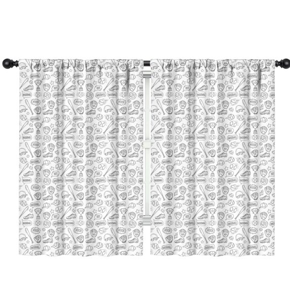 Blackout Kids Curtains,Baseballs Trophies White Pattern Children's Insulated Curtains Set Of 2,Bedroom Essentials,Toddler Room Decor 42"x63"