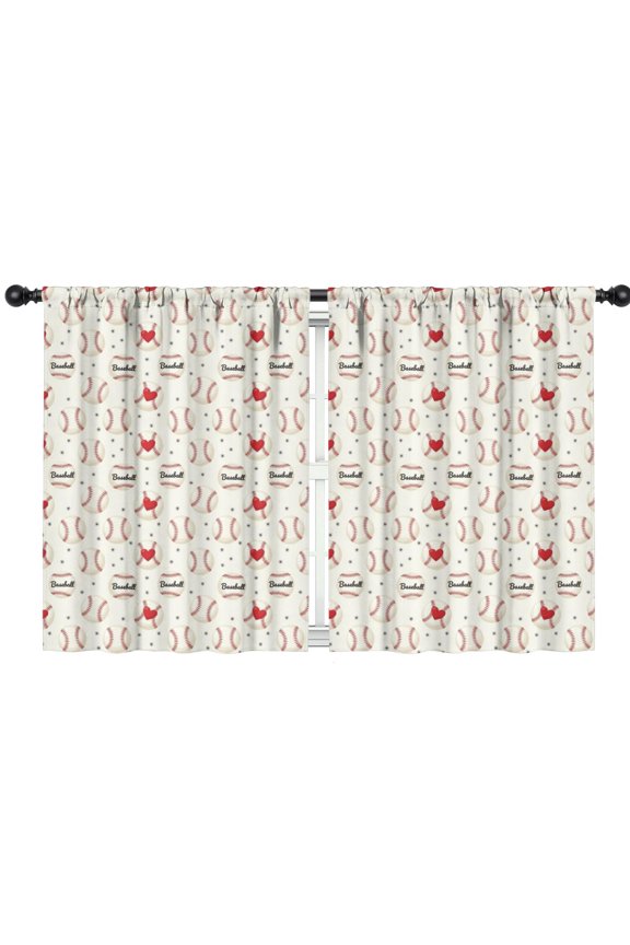 Blackout Kids Curtains,Baseballs and Hearts Light Beige Children's Insulated Curtains Set Of 2,Bedroom Essentials,Toddler Room Decor 42"x54"
