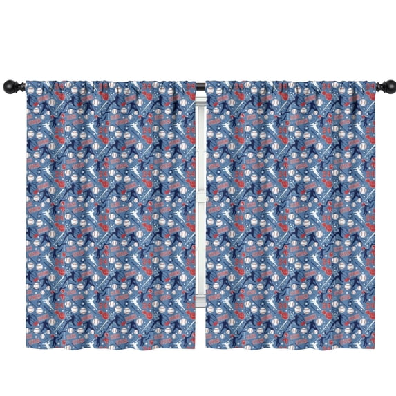 Blackout Kids Curtains,Baseballs and Numbers Blue Pattern Children's Insulated Curtains Set Of 2,Bedroom Essentials,Toddler Room Decor 42"x63"