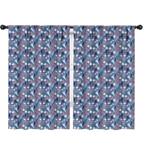 Blackout Kids Curtains,Baseballs and Numbers Blue Pattern Children's Insulated Curtains Set Of 2,Bedroom Essentials,Toddler Room Decor 52"x84"