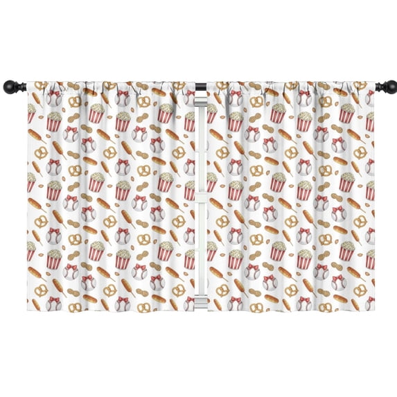 Blackout Kids Curtains,Baseballs and Snacks White Pattern Children's Insulated Curtains Set Of 2,Bedroom Essentials,Toddler Room Decor 42"x54"