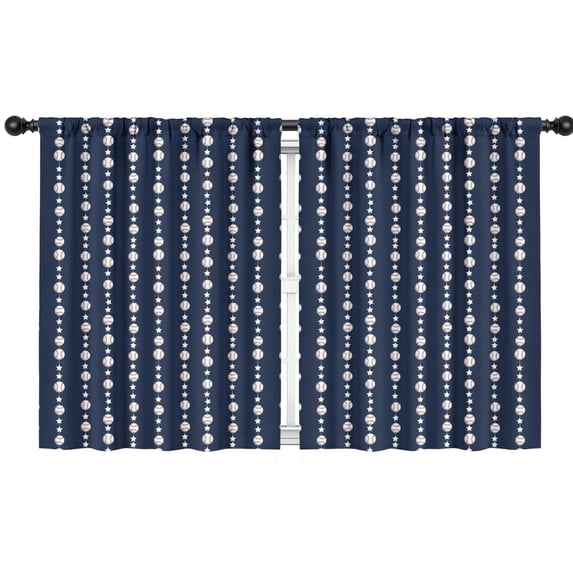 Blackout Kids Curtains,Baseballs and Stars Blue Pattern Children's Insulated Curtains Set Of 2,Bedroom Essentials,Toddler Room Decor 42"x54"