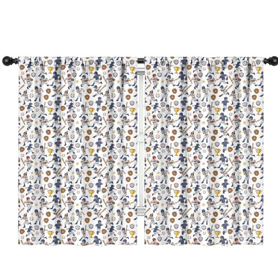 Blackout Kids Curtains,Baseballs and Trophies White Pattern Children's Insulated Curtains Set Of 2,Bedroom Essentials,Toddler Room Decor 42"x63"
