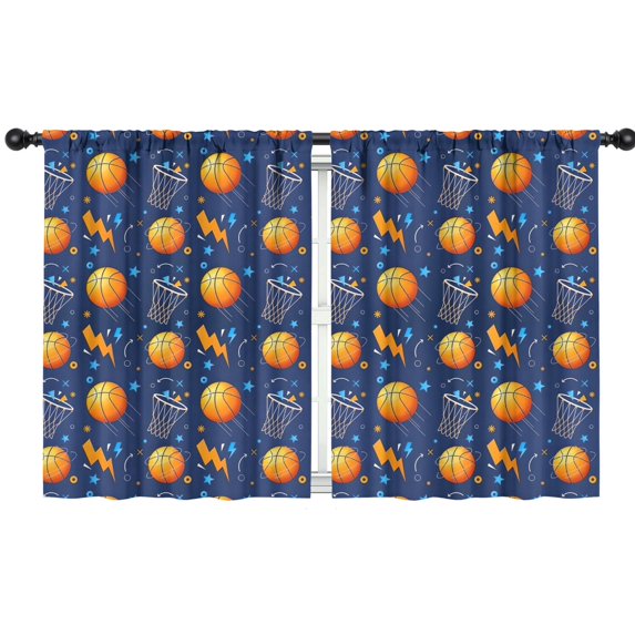 Blackout Kids Curtains,Basketball Theme Pattern Childrens Insulated Curtains Set Of 2,Bedroom Essentials,Toddler Room Decor 42"x54"