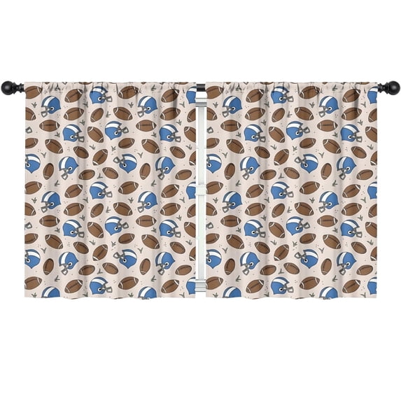 Blackout Kids Curtains,Beige Background Football Helmets Pattern Childrens Insulated Curtains Set Of 2,Bedroom Essentials,Toddler Room Decor 52"x63"