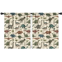 Blackout Kids Curtains,Beige Cartoon Dinosaurs Names Pattern Childrens Insulated Curtains Set Of 2,Bedroom Essentials,Toddler Room Decor 42"x54"