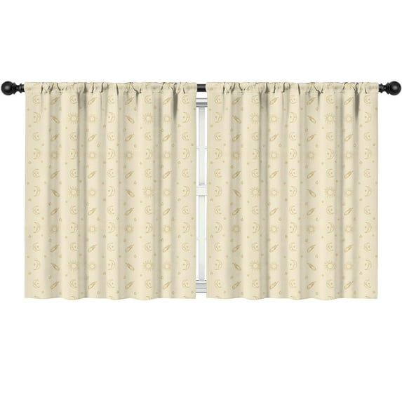 Blackout Kids Curtains,Beige Celestial Pattern Childrens Insulated Curtains Set Of 2,Bedroom Essentials,Toddler Room Decor 52x63in(132x160cm)