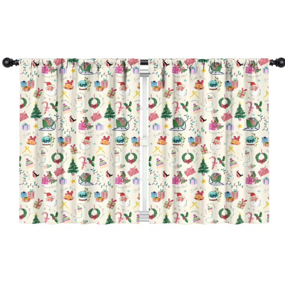 Blackout Kids Curtains,Beige Christmas Santa Pattern Childrens Insulated Curtains Set Of 2,Bedroom Essentials,Toddler Room Decor 42"x54"