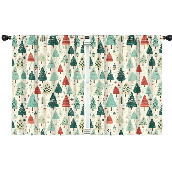 Blackout Kids Curtains,Beige Christmas Tree Pattern Childrens Insulated Curtains Set Of 2,Bedroom Essentials,Toddler Room Decor 42"x54"